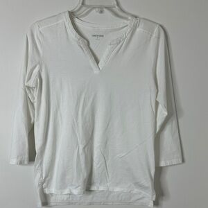 Lands' End • Women’s Classic White V-Neck Top • 100% cotton • Size XS